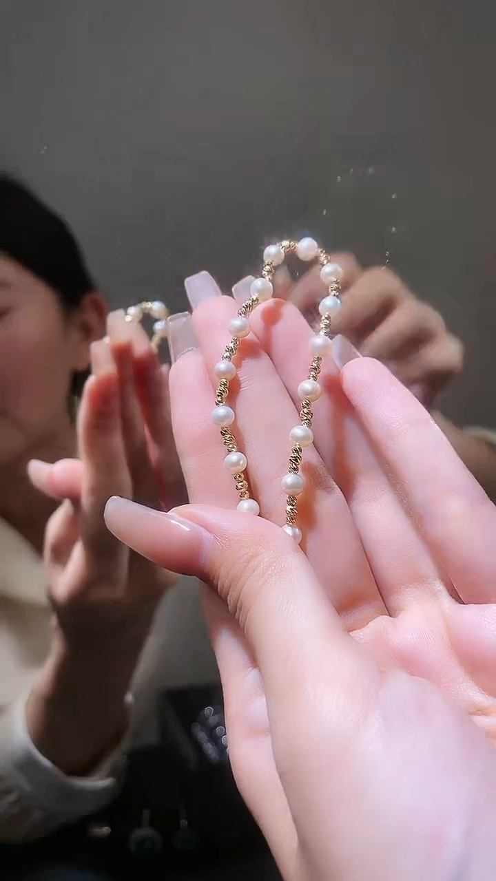 【闪购商品】淡水珍珠手链18K金镶嵌珍珠手链