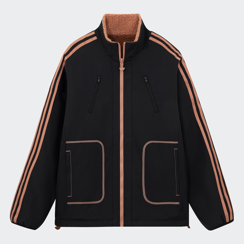 Adidas三叶草冬运动休闲潮流立领双面穿羊羔绒外套 IY5386 IY5387