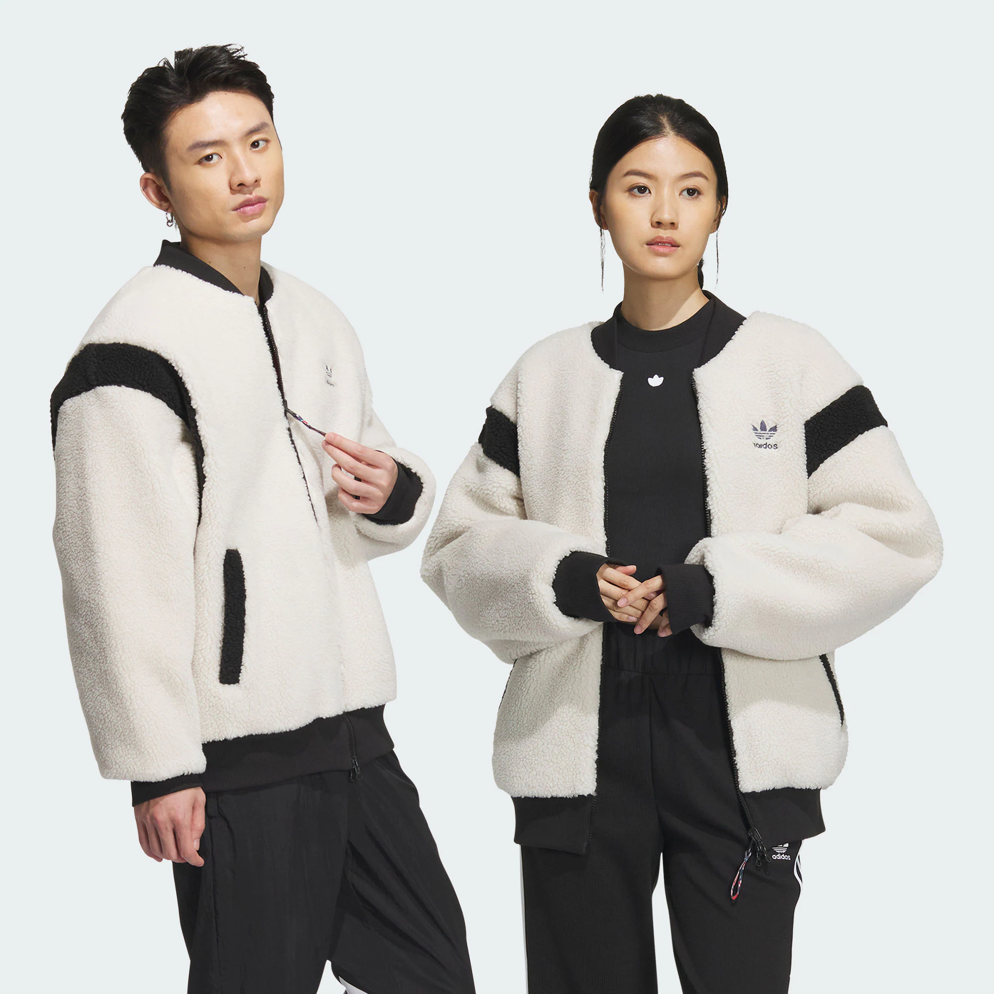 Adidas 三叶草联名款新年双面穿摇粒绒运动夹克外套IX4214 IX4215