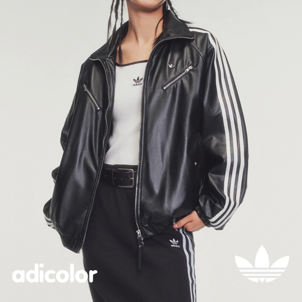 ADICOLOR SPORT PUL JACKET 亮泽感仿皮保暖运动棉服JD3778