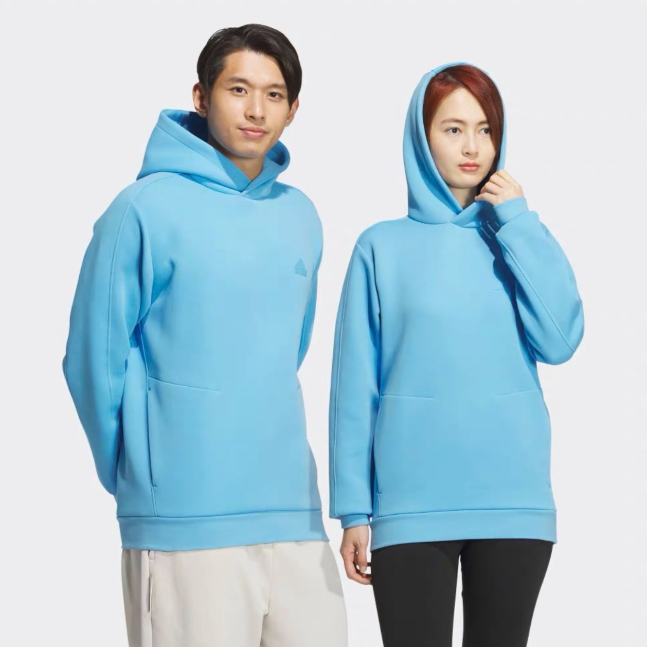 Adidas 秋冬新款轻运动男女情侣加厚休闲舒适质感连帽卫衣 JE8629