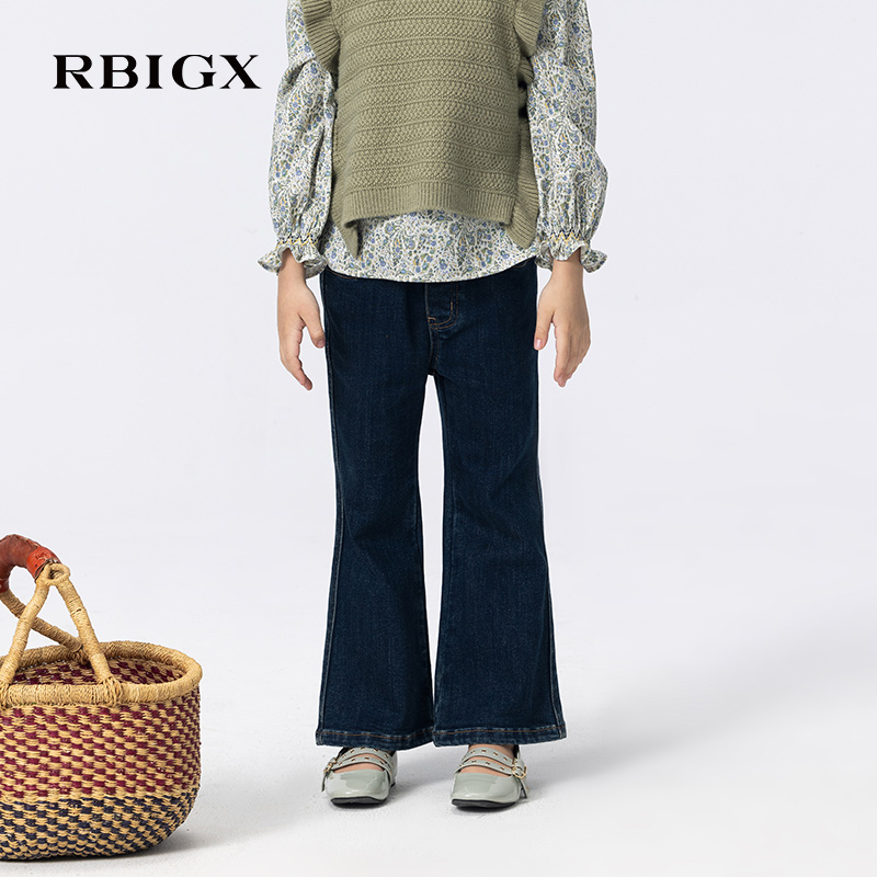 RBIGX瑞比克童装2025秋季新款女童设计感潮流牛仔裤