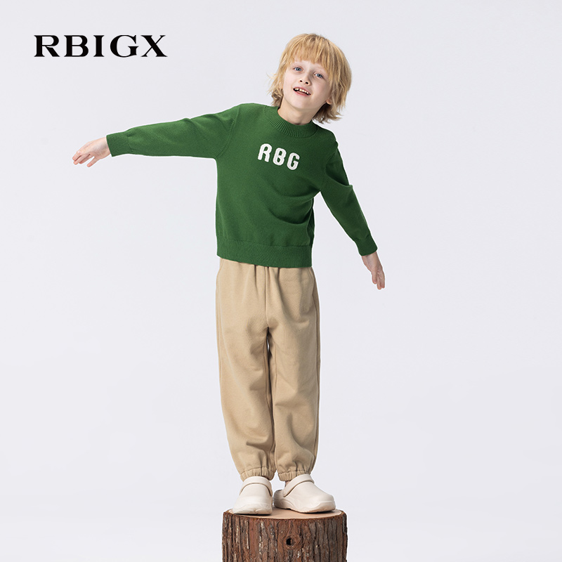 RBIGX瑞比克童装2025秋季收脚字母绣花运动裤帅气长裤