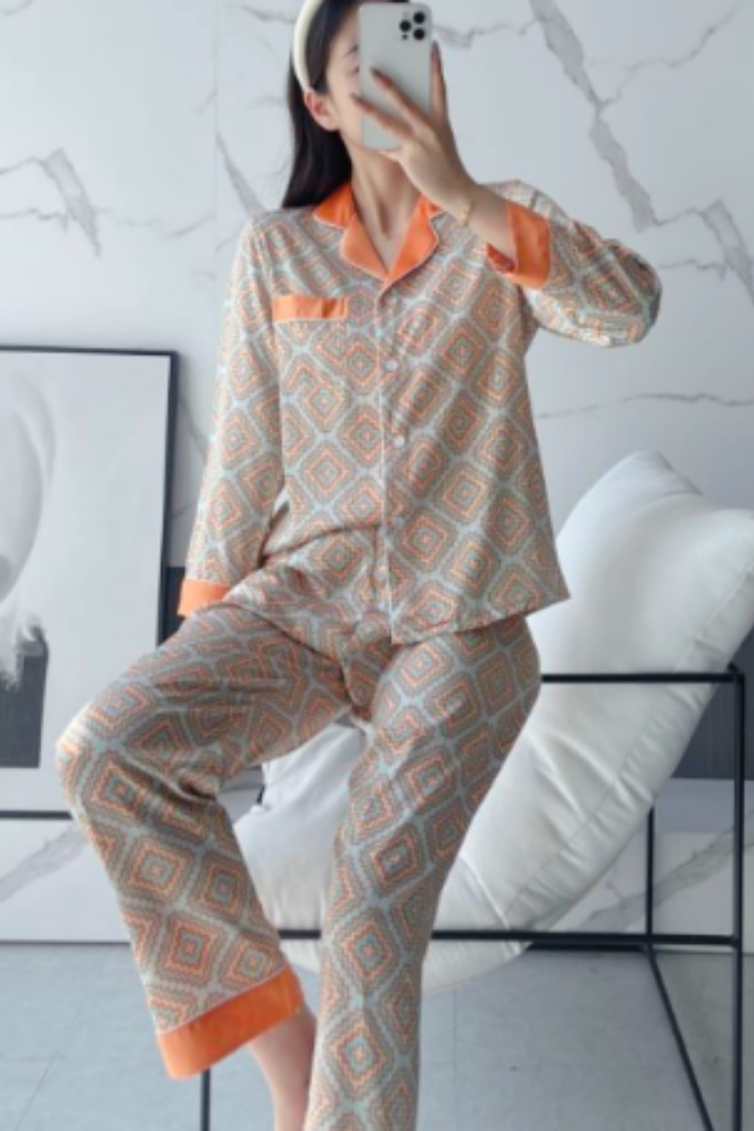 睡衣女夏季空调衫薄款软冰丝高级感女士长袖家居服套装可私房睡衣