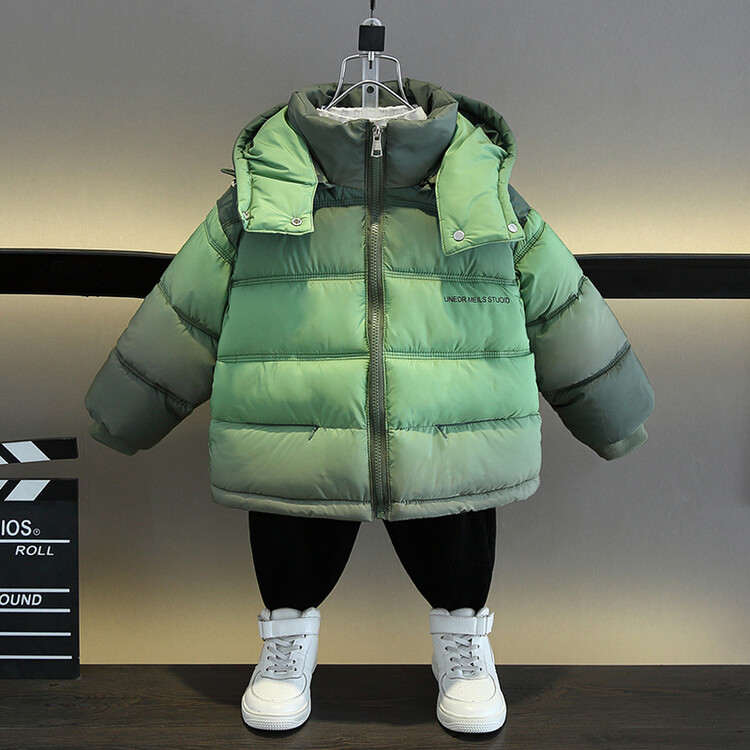 男童保暖棉服冬季加厚渐变色痞帅小童冬装棉衣男宝宝洋气棉袄外套