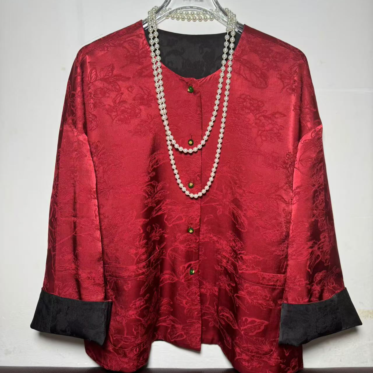 新中式国风唐装红色双面穿宋锦外套女2025新款秋高级感上衣长袖