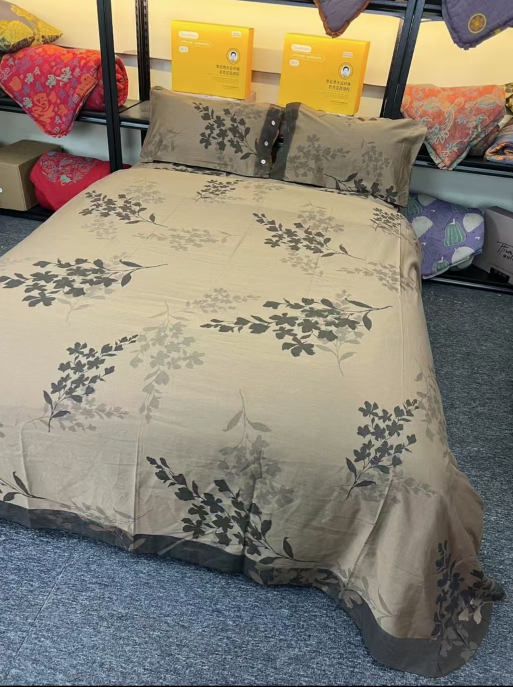 【枫叶棕套件】纯棉双层纱A类亲肤透视床单2.4*2.5M枕套48*74cm。 