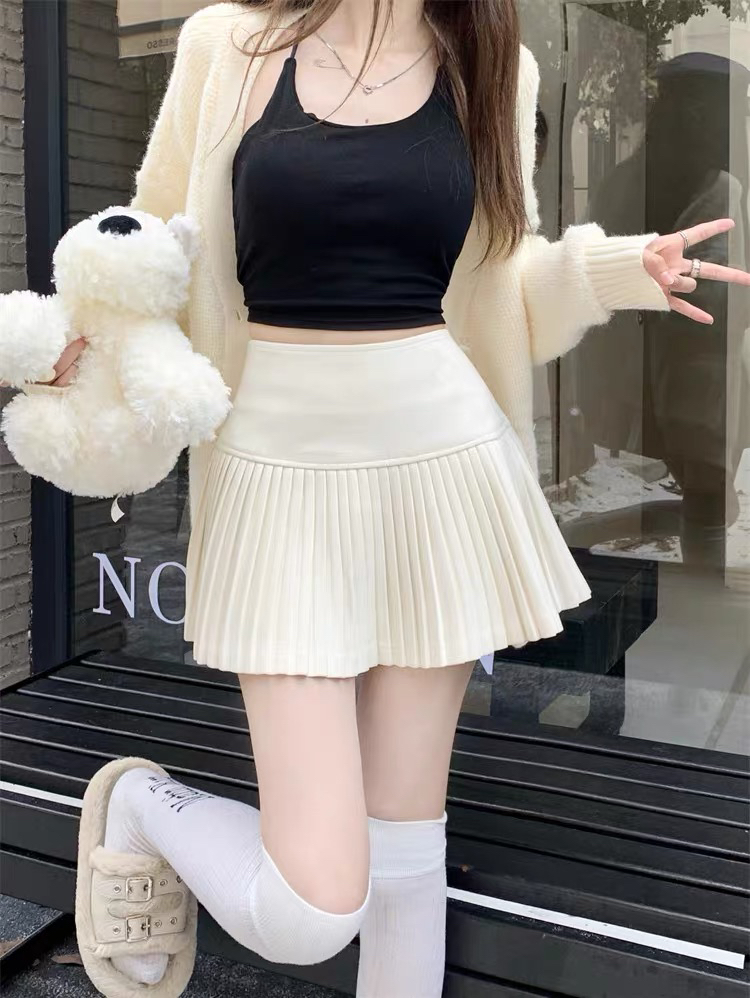 毛呢高腰防走光a字辣妹短裙（No退No换）