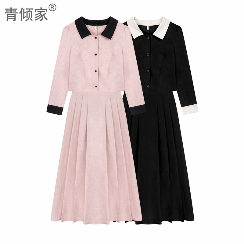 青倾家【初春近静】韩系气质春季樱花粉减龄半身裙上衣外套两件套