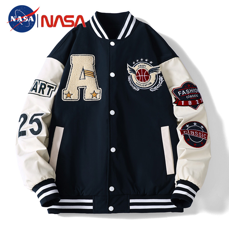 NASA联名美式棒球服刺绣外套男款春秋季潮牌街头宽松情侣夹克百搭