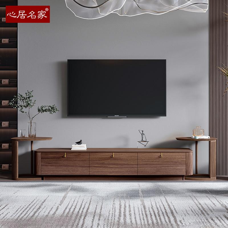 现代简约实木电视柜进口楠木制作可伸缩地柜客厅家具带储物时尚