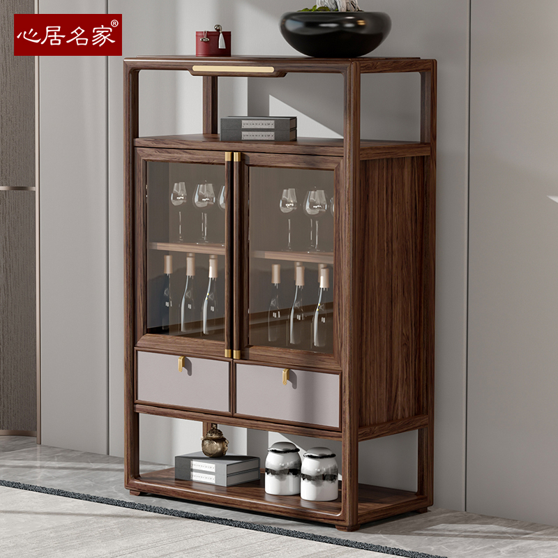 心居名家新中式实木酒柜乌金木制作客厅高储物装饰柜轻奢餐边柜