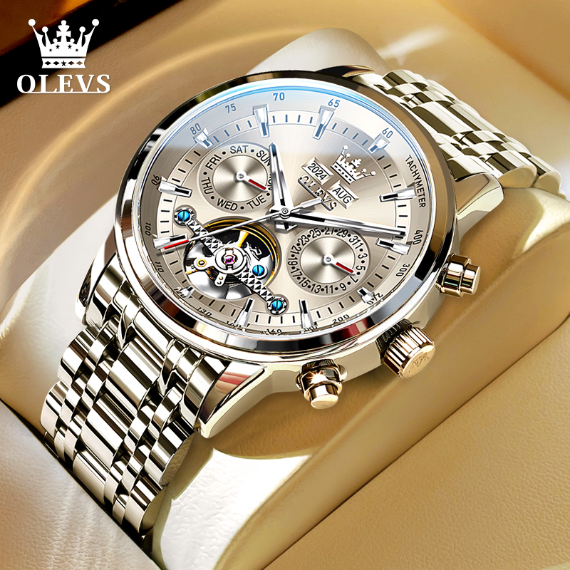 张智霖代言欧利时手表男士镂空机械表男防水多功能男士手表6710商品图