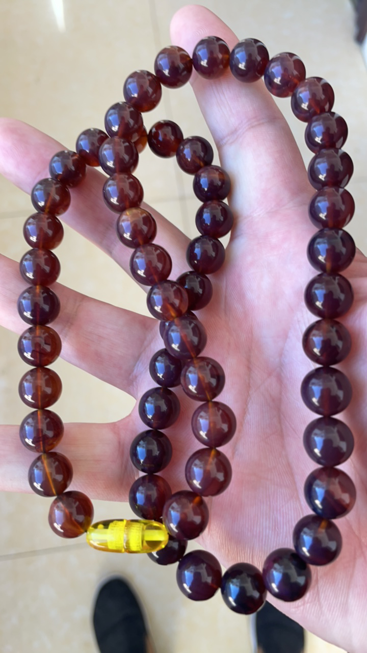 缅甸琥珀紫杉醇紫罗兰项链妈妈链卡11 尺寸男女同款