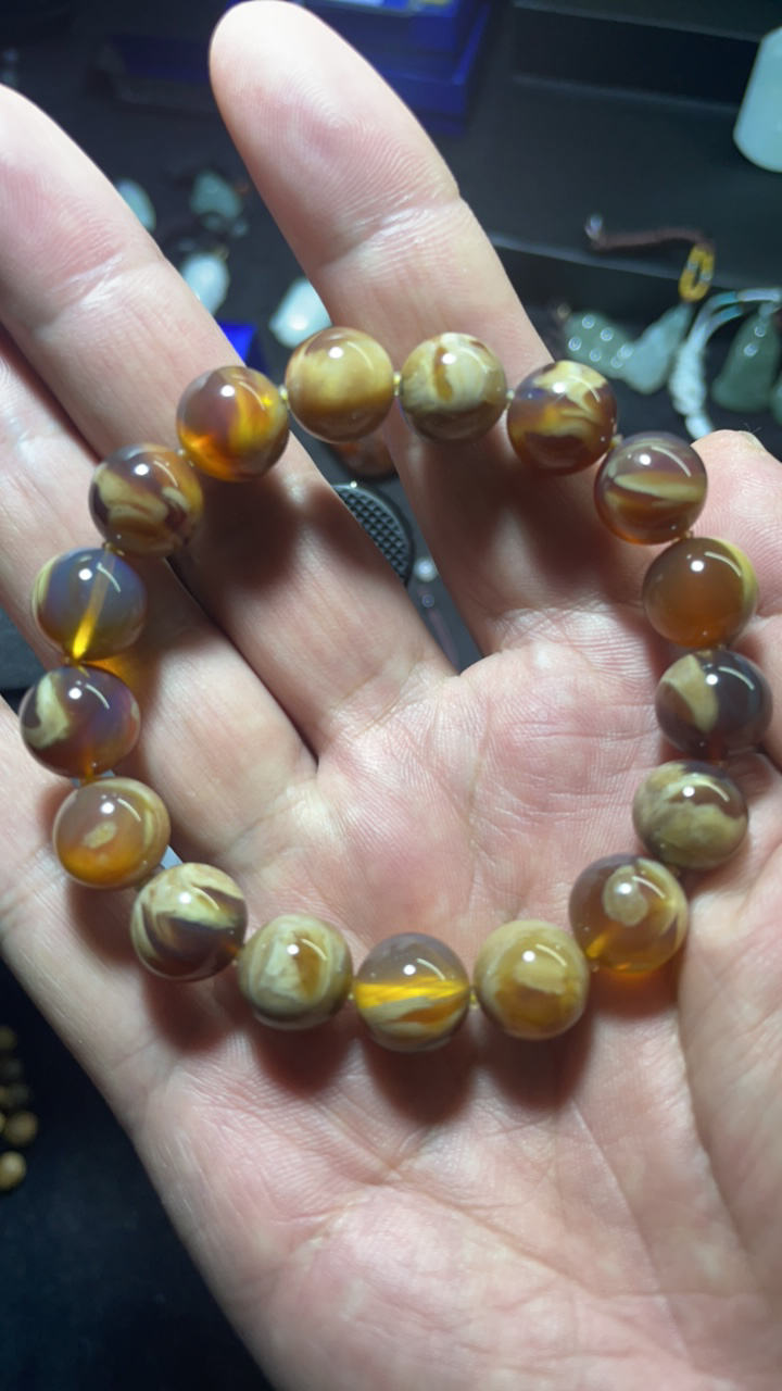 缅甸琥珀妖花白蜡溶洞卡12尺寸女款