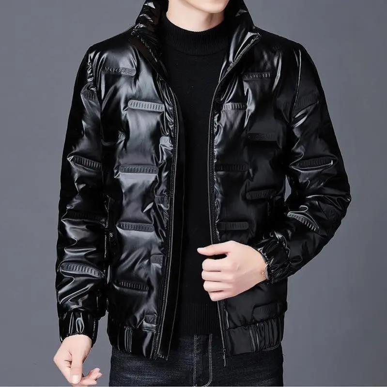 男士羽绒羽绒服冬季2023年新款潮流短款加厚亮面帅气保暖厚