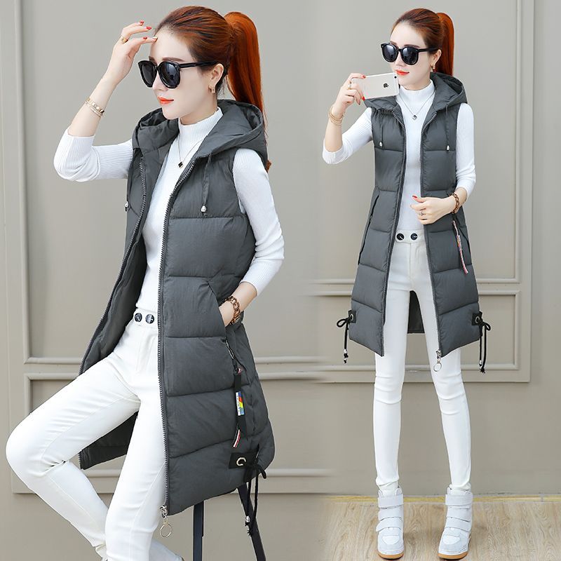 2023新款秋冬季羽绒服马甲女中长款韩版修身百搭坎肩背心马