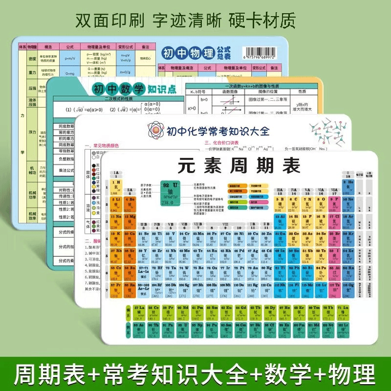 初中化学元素周期表数学物理知识化学方程式大全数理化便签学生商品图