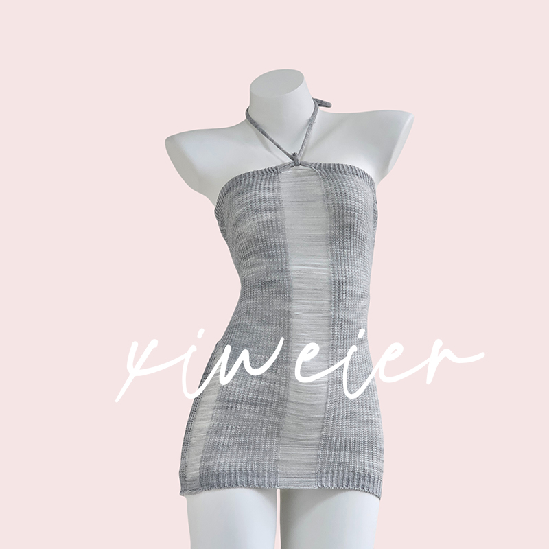 XIWEIER【墨兰】毛衣包臀裙半透性感