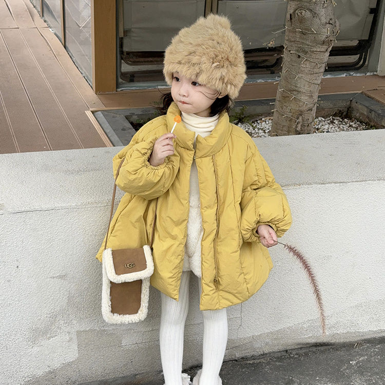 女童冬装棉服2023新款洋气儿童保暖外套宝宝冬季棉衣黄色棉袄