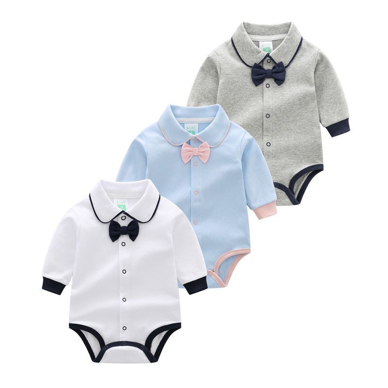 婴儿包屁服连体衣长袖三角哈衣春秋新生儿棉毛爬衣宝宝百天绅儿童