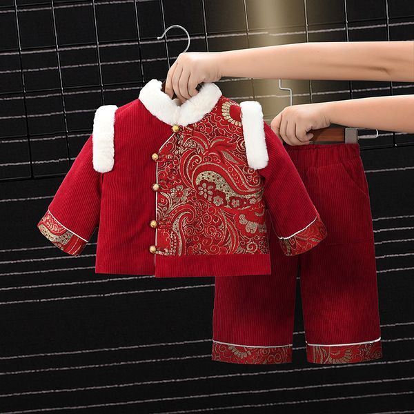 男女童汉服冬季儿童喜庆中国风拜年服过年服宝宝新年周岁礼服唐装