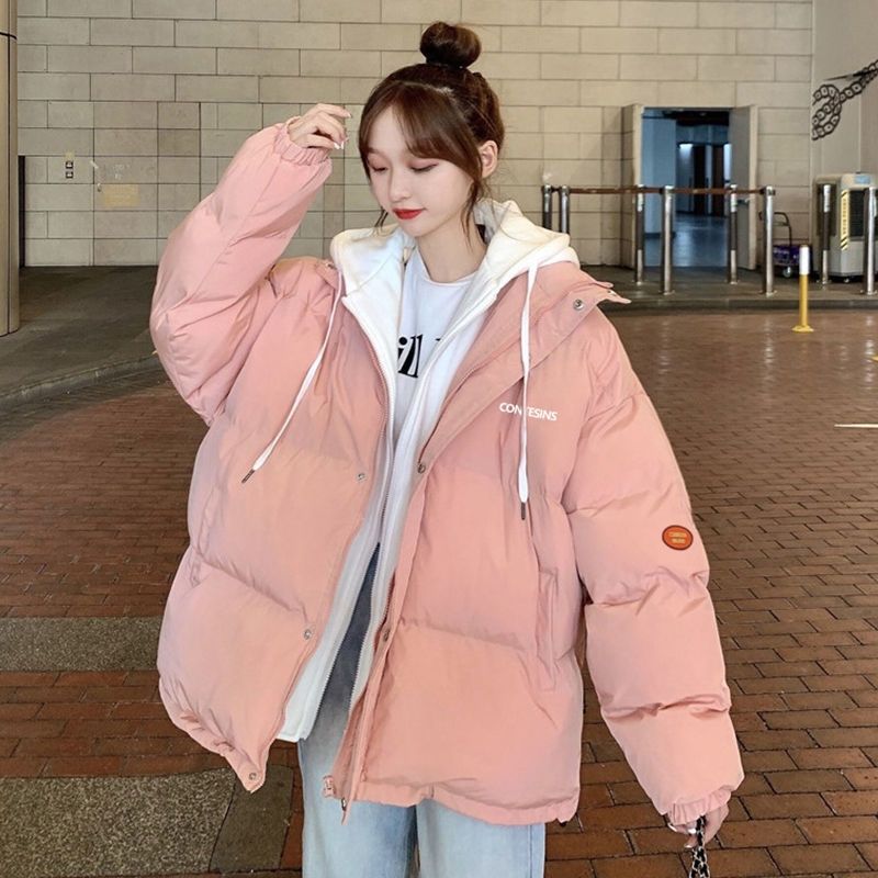 羽绒棉服少女冬装2023年新款初中高中学生棉袄短款假两件棉衣