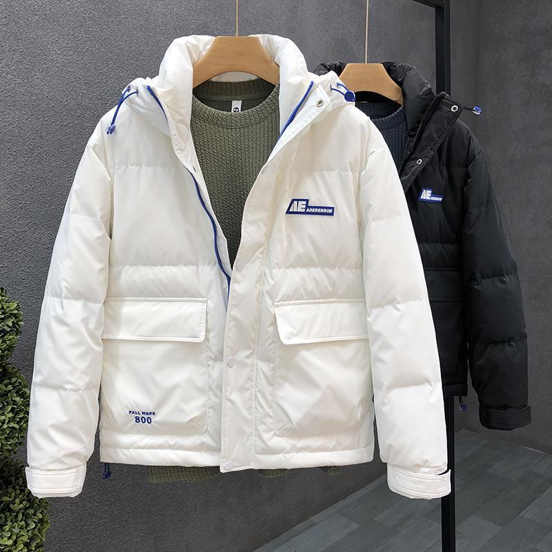 纯色羽绒服男2023年冬季新款简约纯色帅气连帽羽绒衣休闲百搭外套