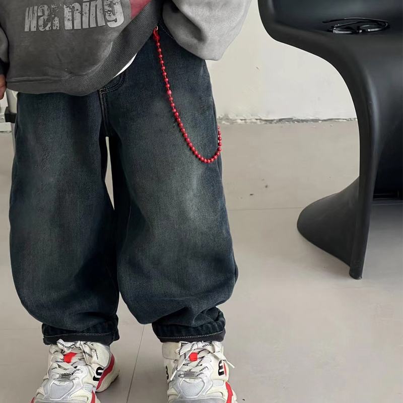 儿童男女童牛仔裤子中大都市米果2024年秋冬季新款实体专柜一体绒