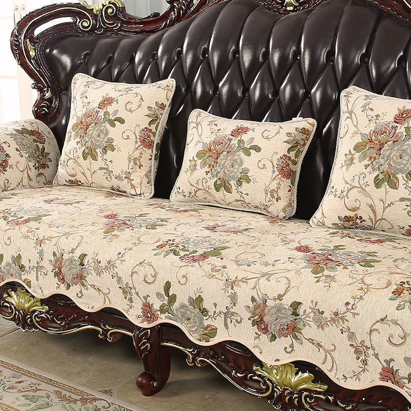 整套定制欧式沙发垫复古美式沙发套罩奢华防滑高级感坐垫雪尼尔