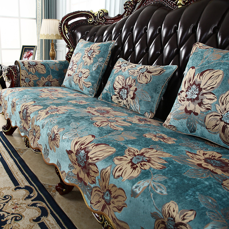 美式沙发垫123复古乡村田园高端欧式沙发套罩四季通用防滑雪尼尔