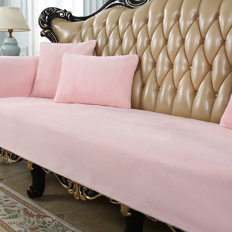 高档兔毛沙发垫欧式皮沙发套罩防滑美式坐垫加厚毛绒垫子定做冬季