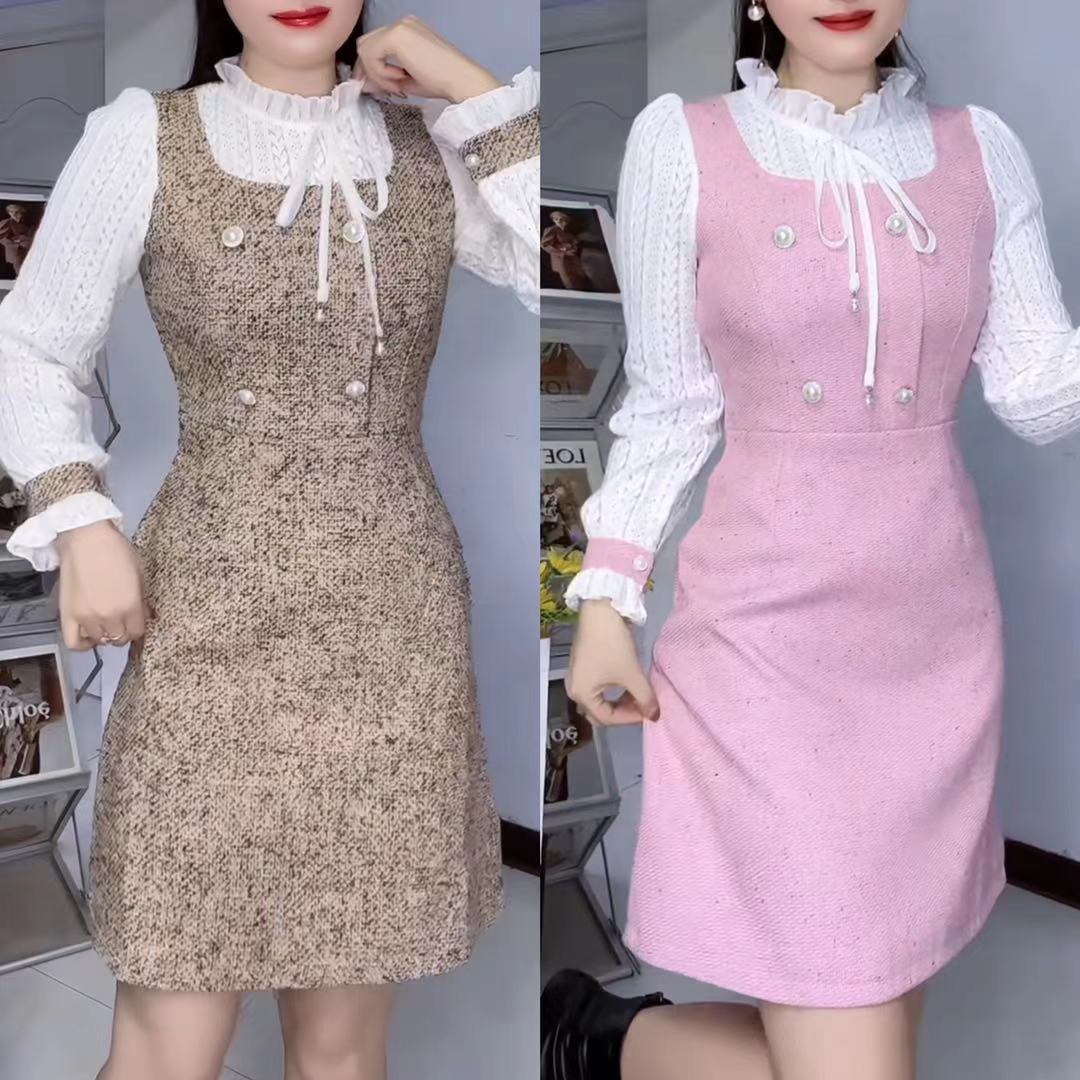 时尚修身收腰显瘦小香风连衣裙