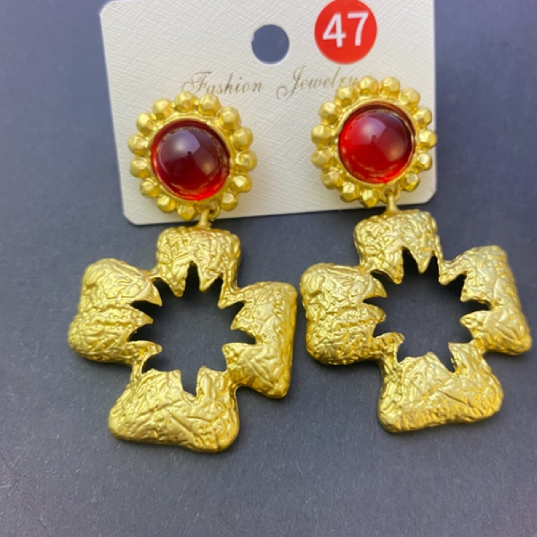 铜合金琉璃耳饰 925银针铜合金复古风格耳饰