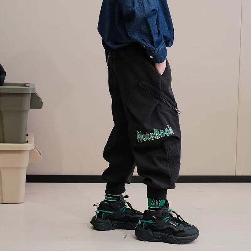 男童加绒裤子2022冬装新款中大童休闲裤儿童宽松摇粒一体绒工装裤