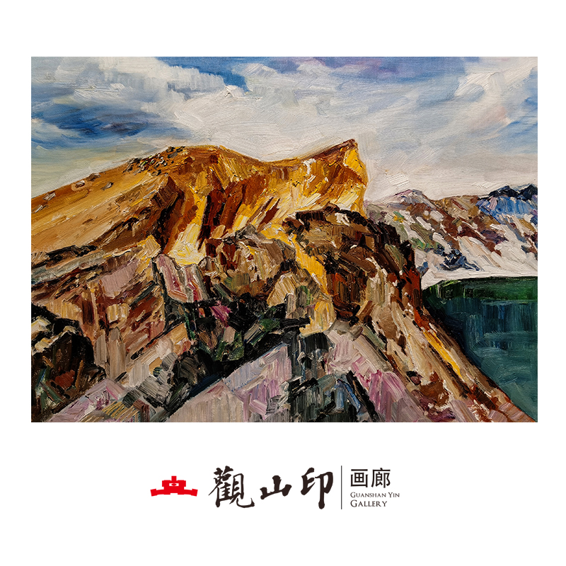 057云腾峰起原创手绘风景油画80x60cm山峰作品一