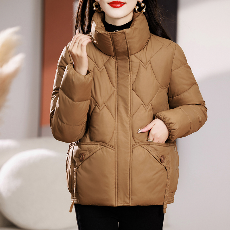 GUIDI FAME2023新款免洗棉服女短款加厚显瘦棉衣宽松立领棉袄外套