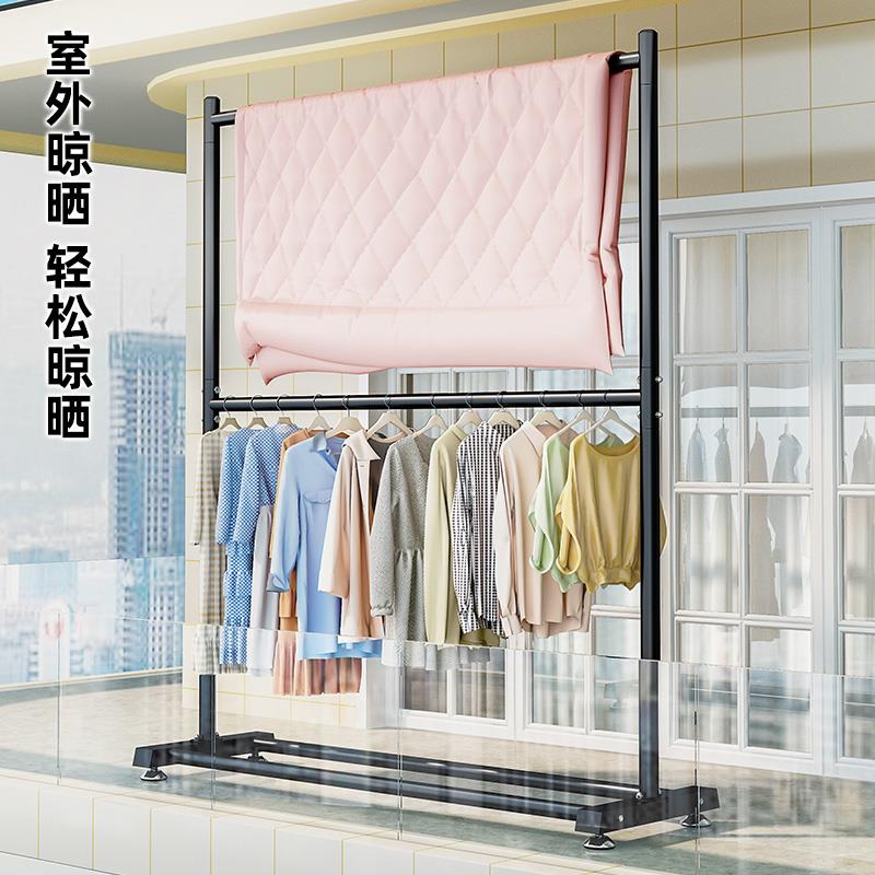 简易晾衣架落地直杆家用卧室家用晾衣杆折叠挂衣架阳台晒衣服架子