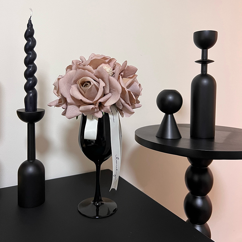 高档保湿手感仿真玫瑰花搭配高档花瓶装饰客厅橱窗花艺摆件摆放