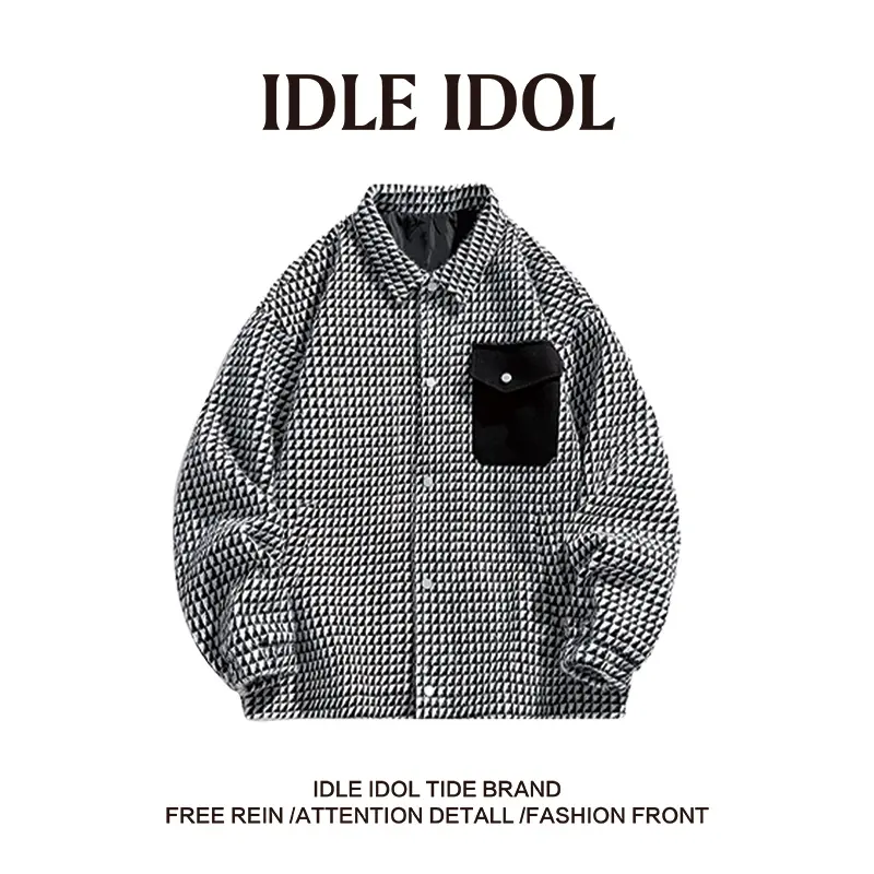 IDLE IDOL轻奢男士夹克外套秋冬季情侣潮流美式休闲宽松外套