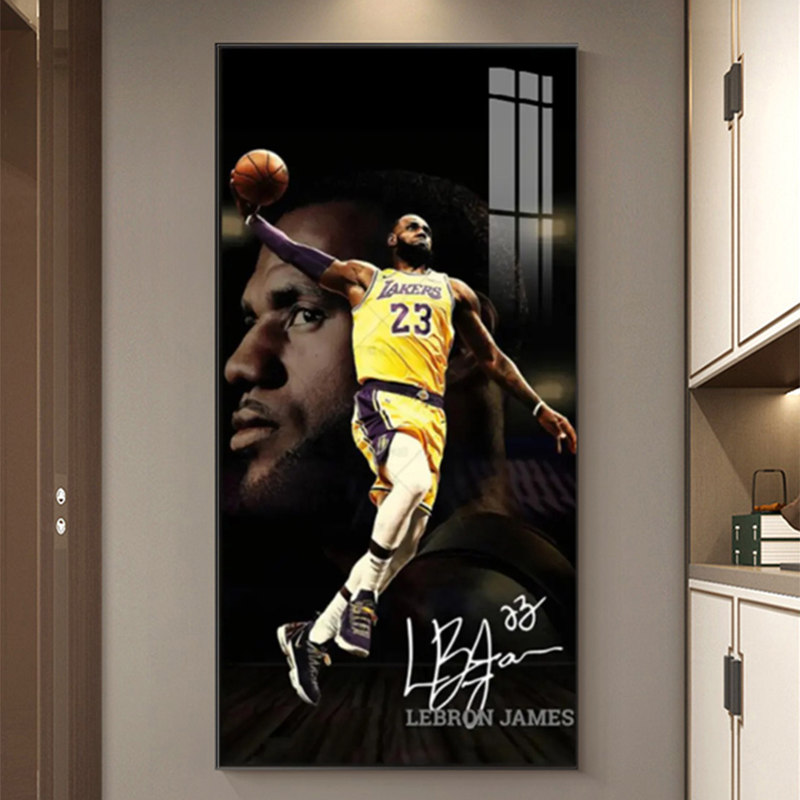 NBA【詹姆斯】晶瓷球星装饰画客厅玄关走廊挂画篮球床头挂画单幅