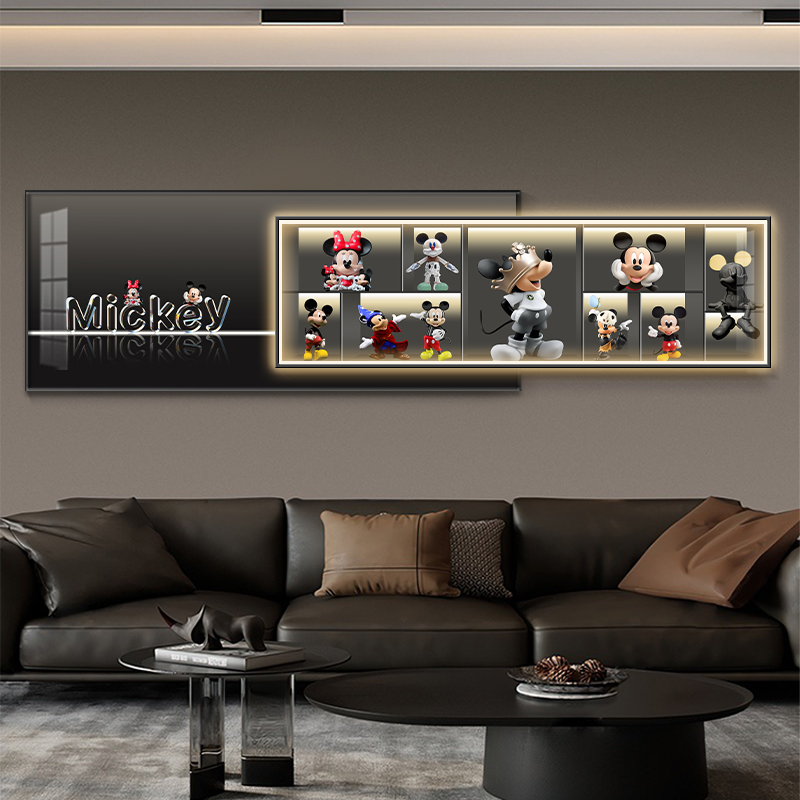 轻奢时尚米奇客厅发光灯画防水氛围感色彩生活品质叠加挂画真晶瓷