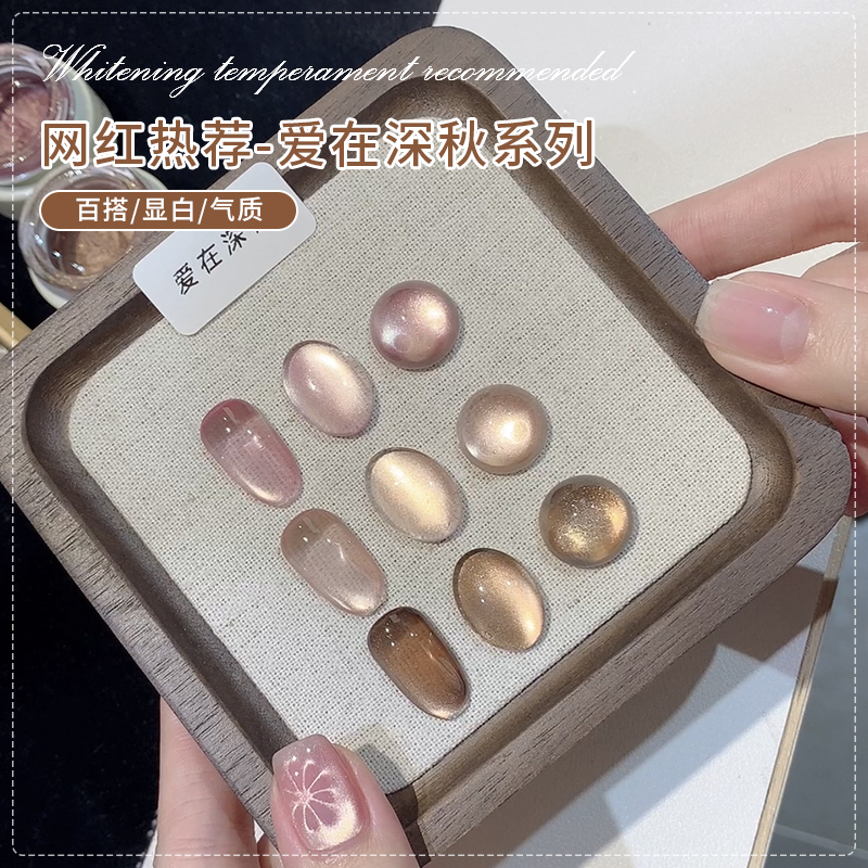 恩妮诗新款爱在深秋猫眼指甲油胶2025年新款细腻瓷光猫眼美甲套装