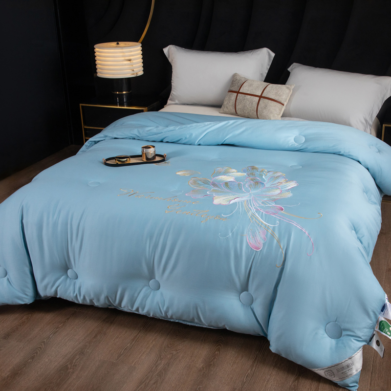 哈皮猫加厚保暖绣花被春秋冬天被子单双人褥芯柔软轻奢秋冬被