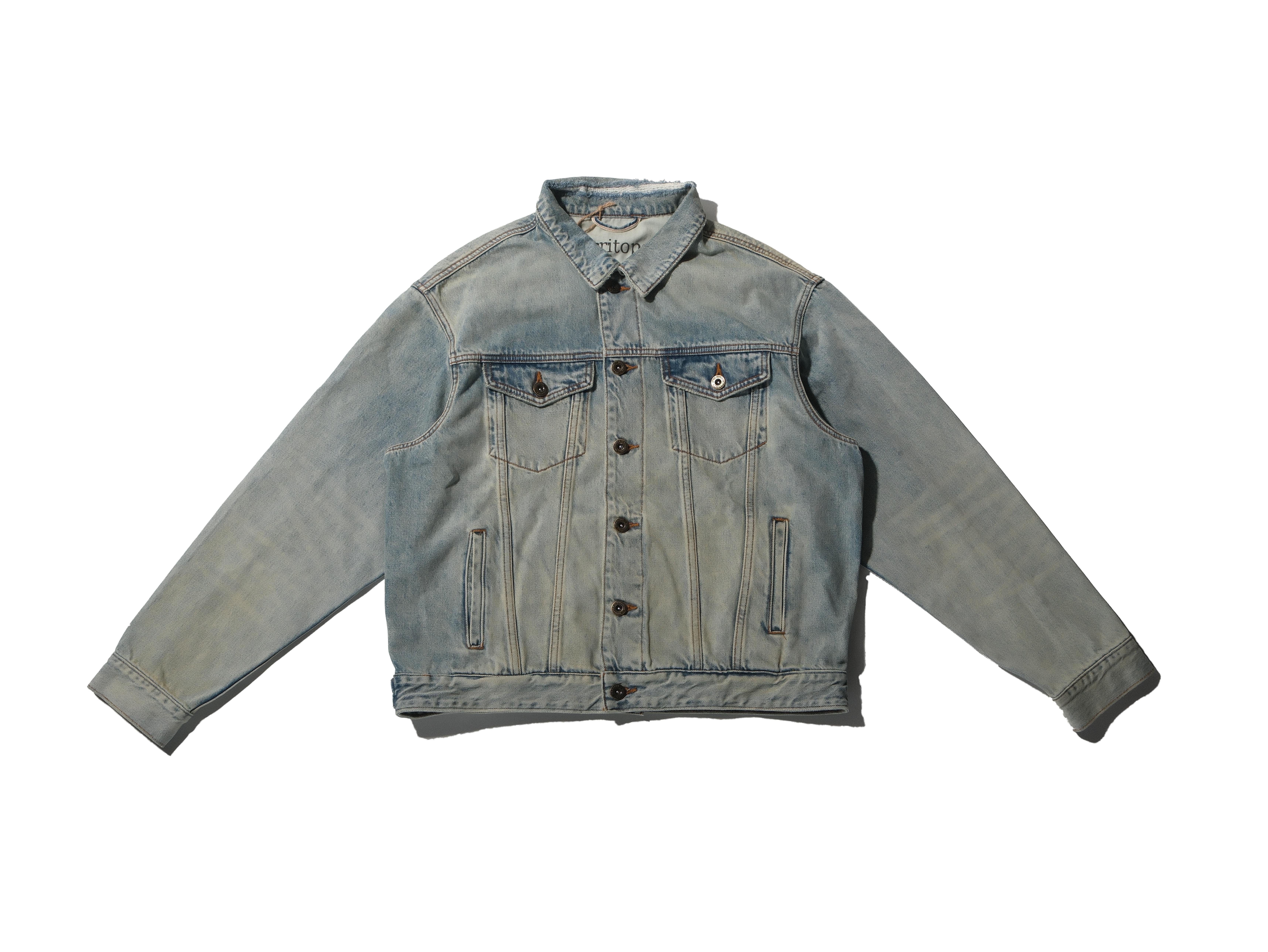 TN"水母“15oz做旧水洗磨烂补丁经典557赤耳夹克