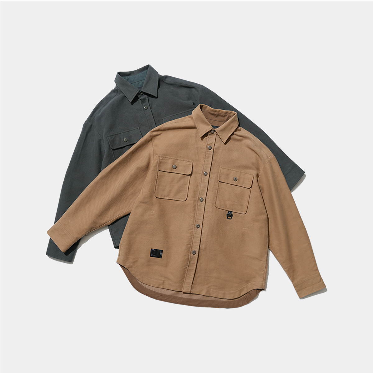 无品牌高密细斜绒四袋工装衬衫