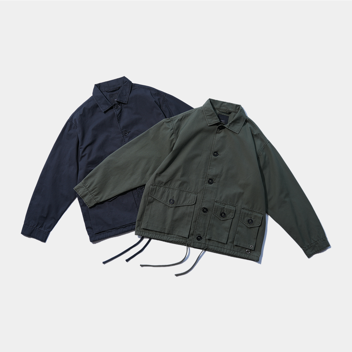 无品牌春秋复古水洗翻盖三袋工装夹克外套