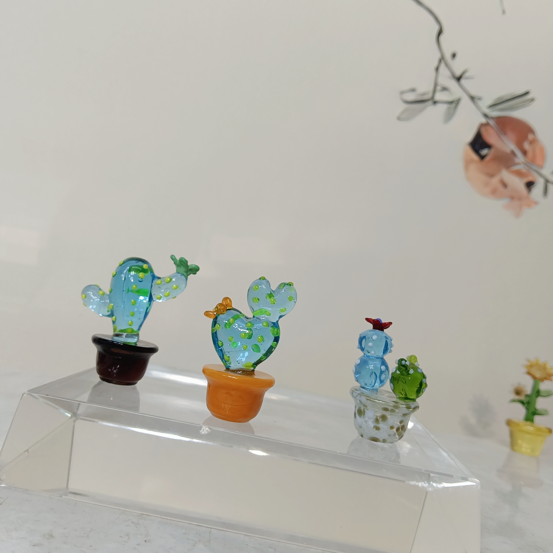 新品创意迷你彩色多肉桌面小装摆件可爱盆栽清新纯手作玻琉璃