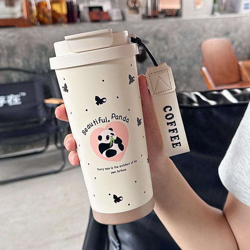 随行咖啡杯便携可爱大容量水杯吸管保温杯女士新款高颜值双饮杯
