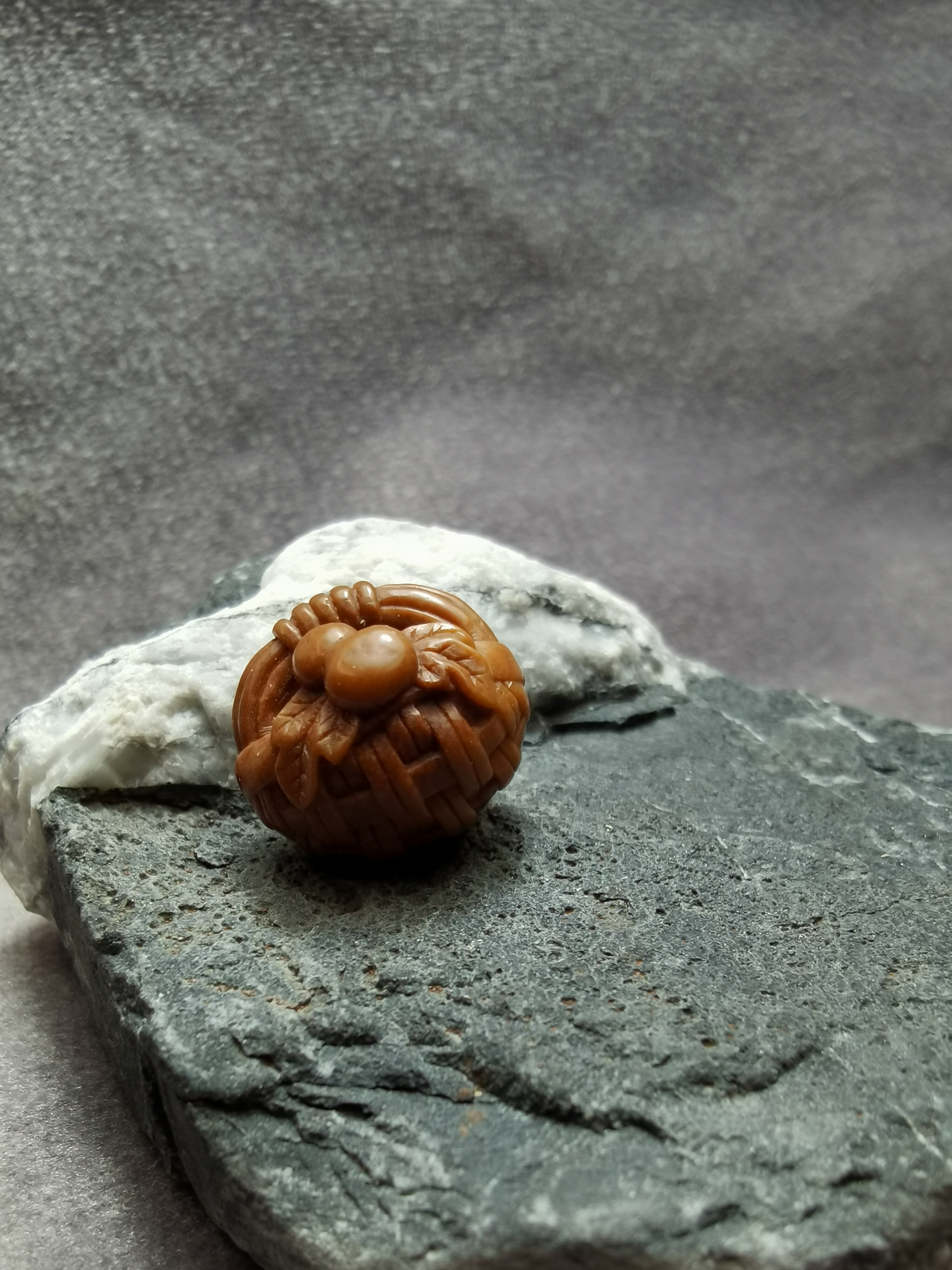 龙纹桃核雕刻福禄寿编织篮 精品桃篮 手工雕刻工艺品 高端定制